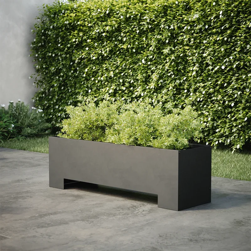Rectangular Outdoor Planter with Raised Base