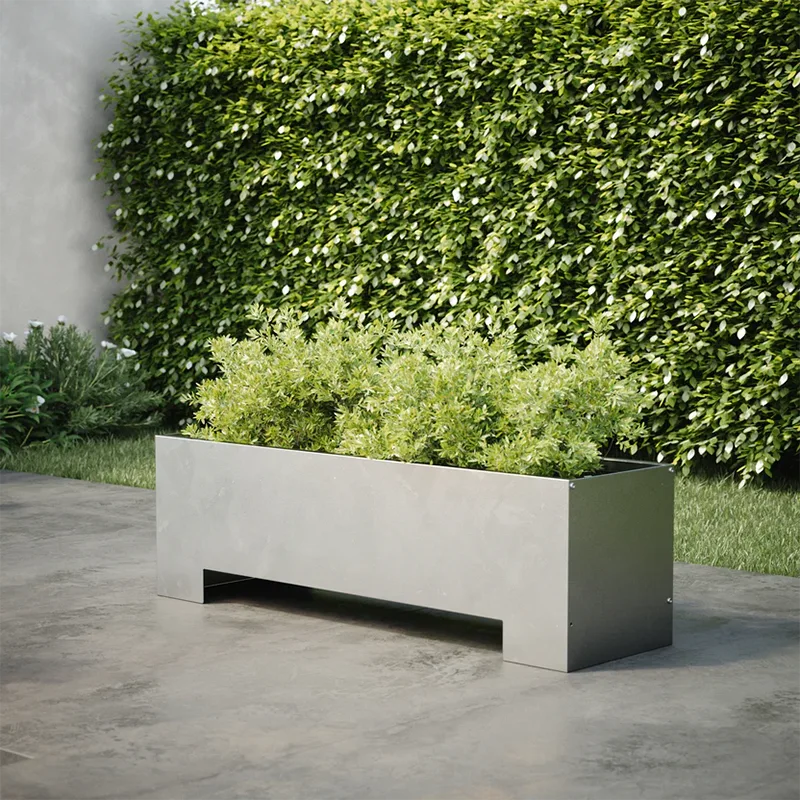 Rectangular Outdoor Planter with Raised Base