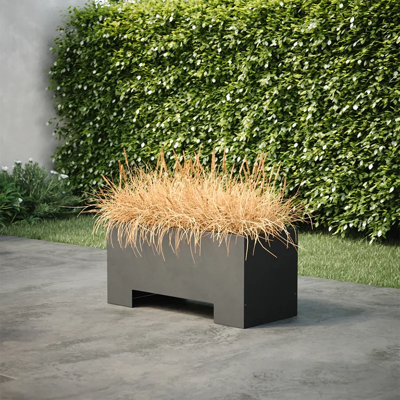 Rectangular Outdoor Planter with Raised Base