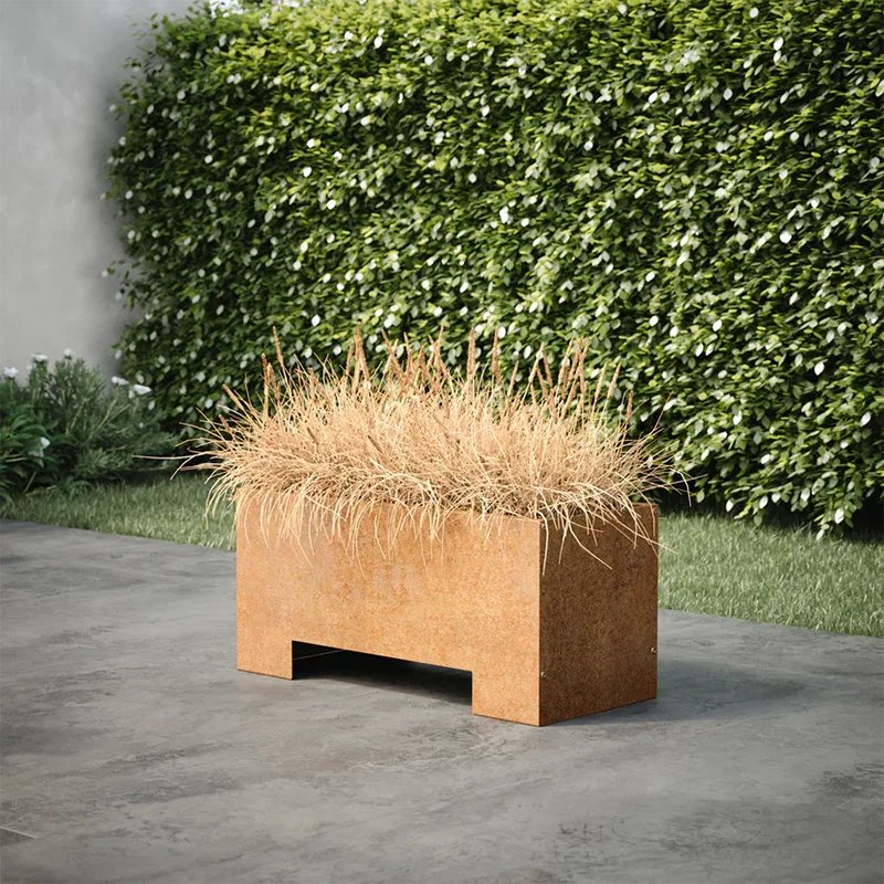 Rectangular Outdoor Planter with Raised Base