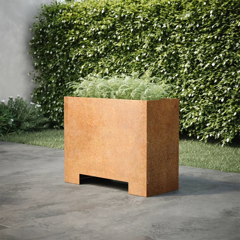 Rectangular Outdoor Planter with Raised Base